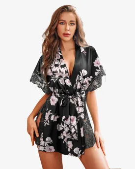 Satin Eyelash Sleepwear Robe