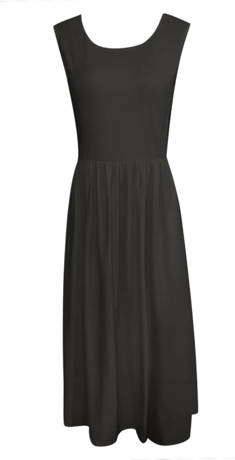 Summer Maxi Dresses for Women 2025 Sleeveless Deep V Neck Long Dresses Loose Plain Maxi Casual Vacation Dress