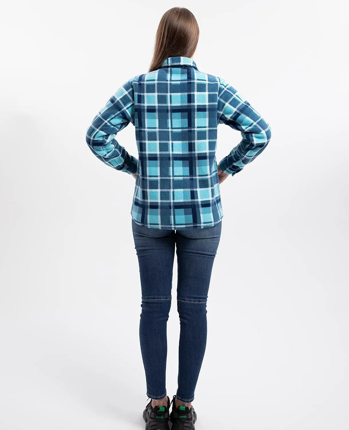 ThCreasa Womens Sherpa Fleece Lined Flannel Shirt Jacket Warm Button Up Plaid Shirt Jac (Sherpa Fleece Throughout)