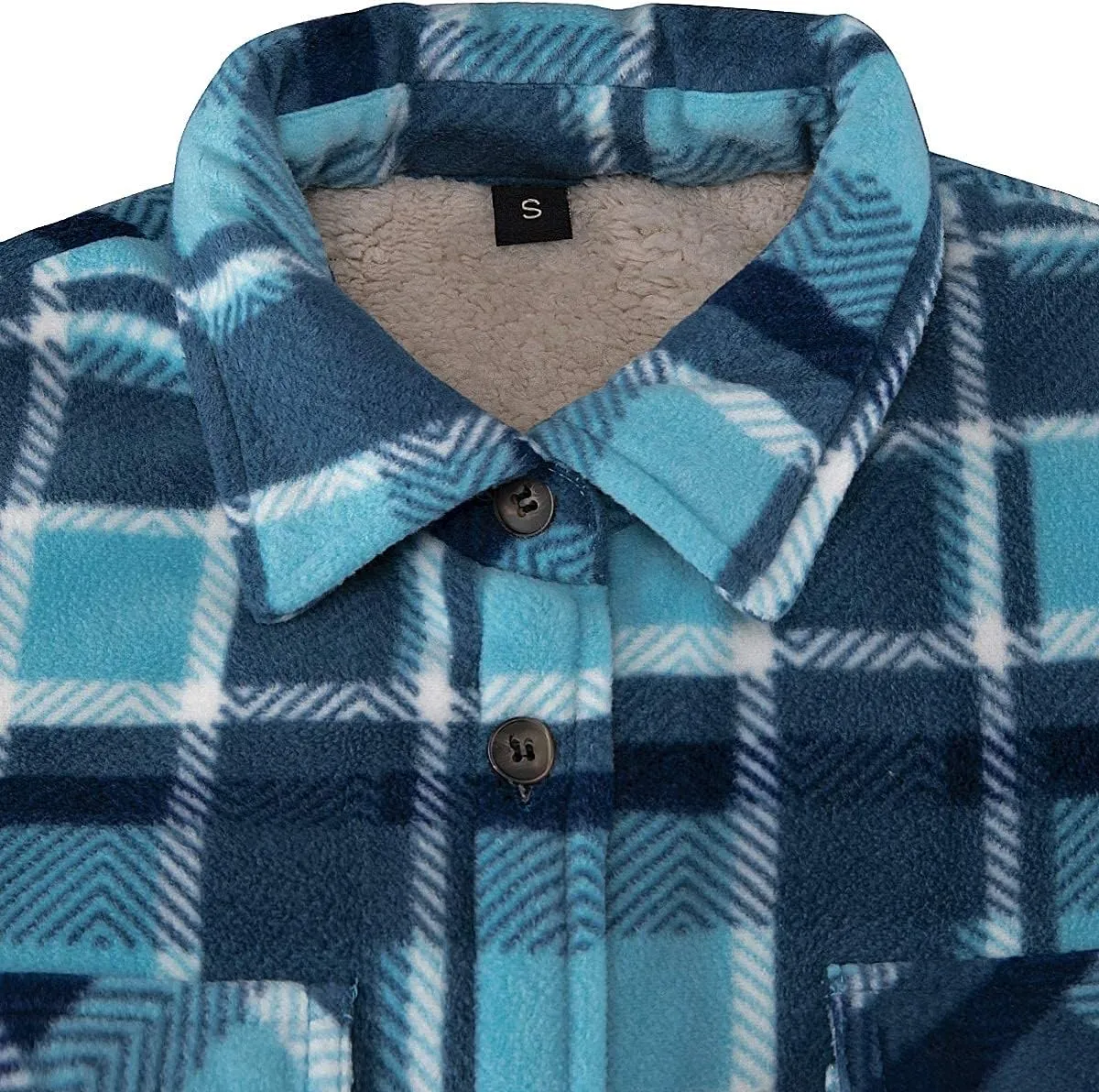 ThCreasa Womens Sherpa Fleece Lined Flannel Shirt Jacket Warm Button Up Plaid Shirt Jac (Sherpa Fleece Throughout)