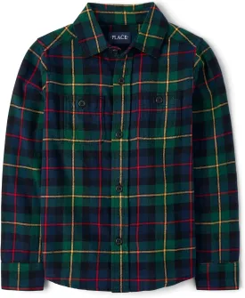 The Children's Place Boys' Long Sleeve Plaid Flannel Button Up Shirt