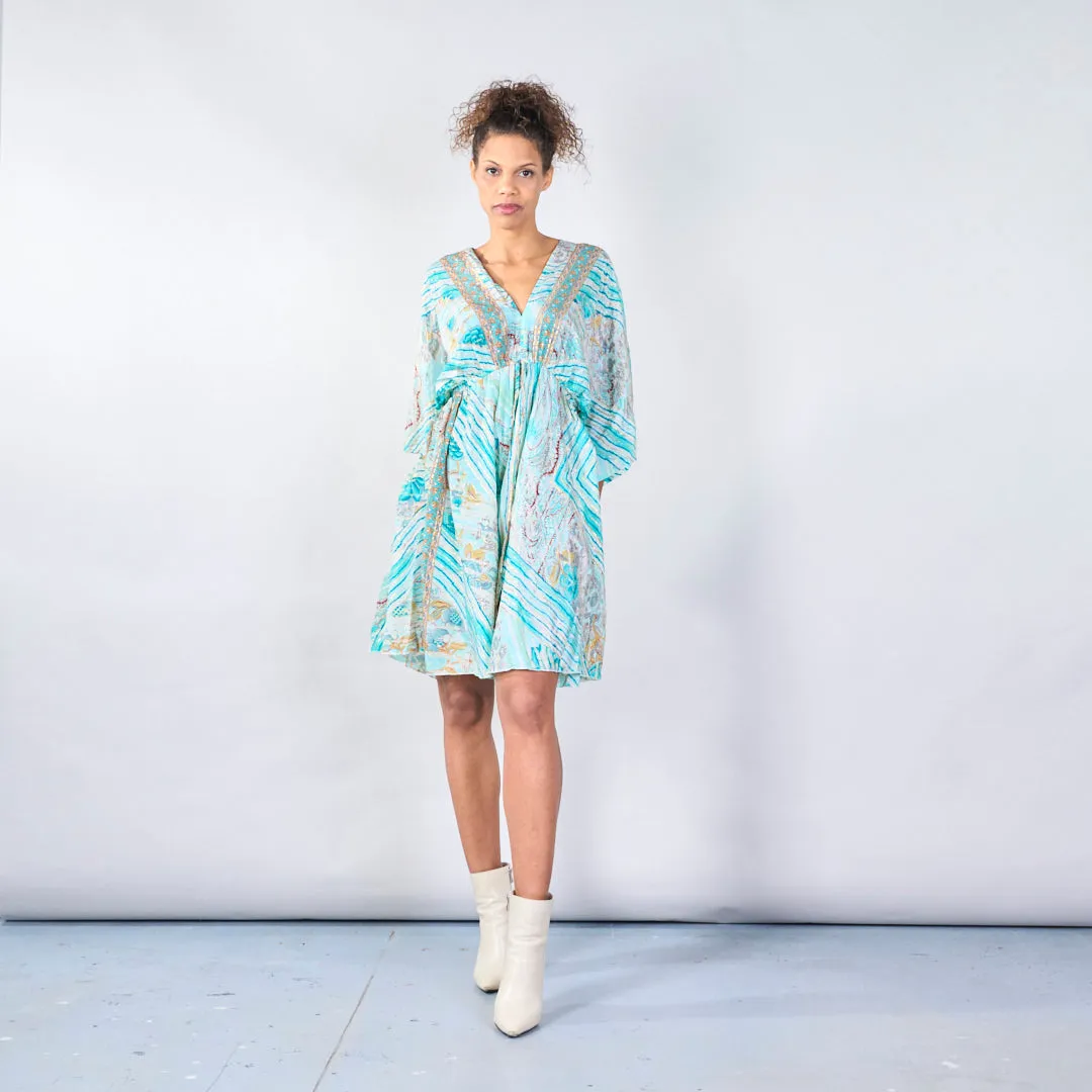 Vibrant bohemian midi dress with lace detail wholesale