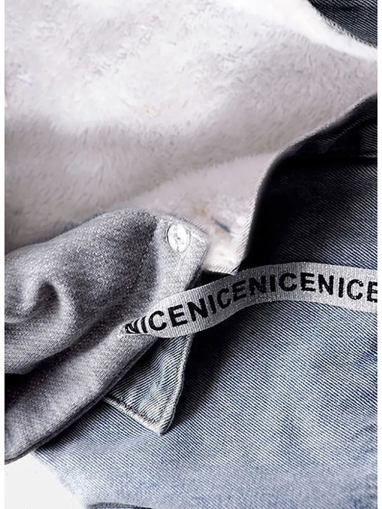 Winter Women Jean Jacket Pockets Button Soft Hooded Warm Outerwear Hooded Fashion Slim Denim Coats Female