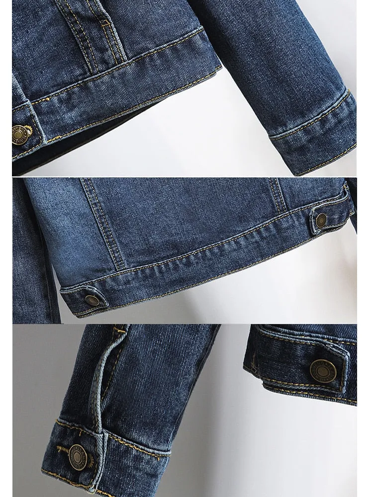 Winter Women Jean Jacket Pockets Button Soft Hooded Warm Outerwear Hooded Fashion Slim Denim Coats Female