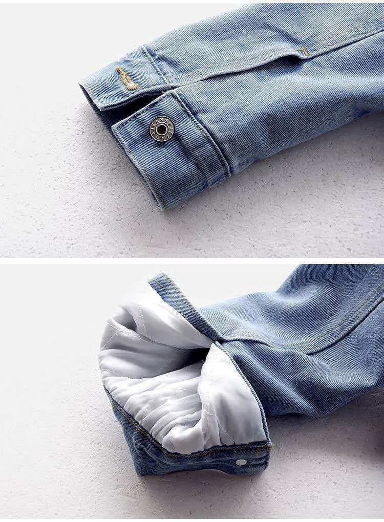 Winter Women Jean Jacket Pockets Button Soft Hooded Warm Outerwear Hooded Fashion Slim Denim Coats Female