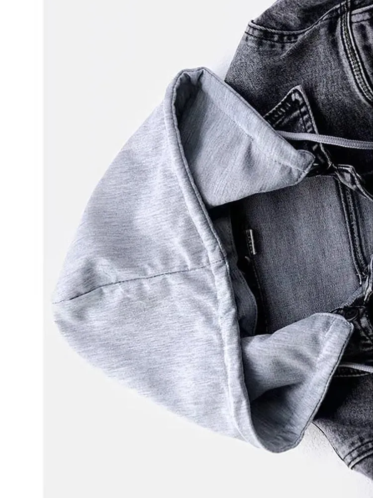 Winter Women Jean Jacket Pockets Button Soft Hooded Warm Outerwear Hooded Fashion Slim Denim Coats Female