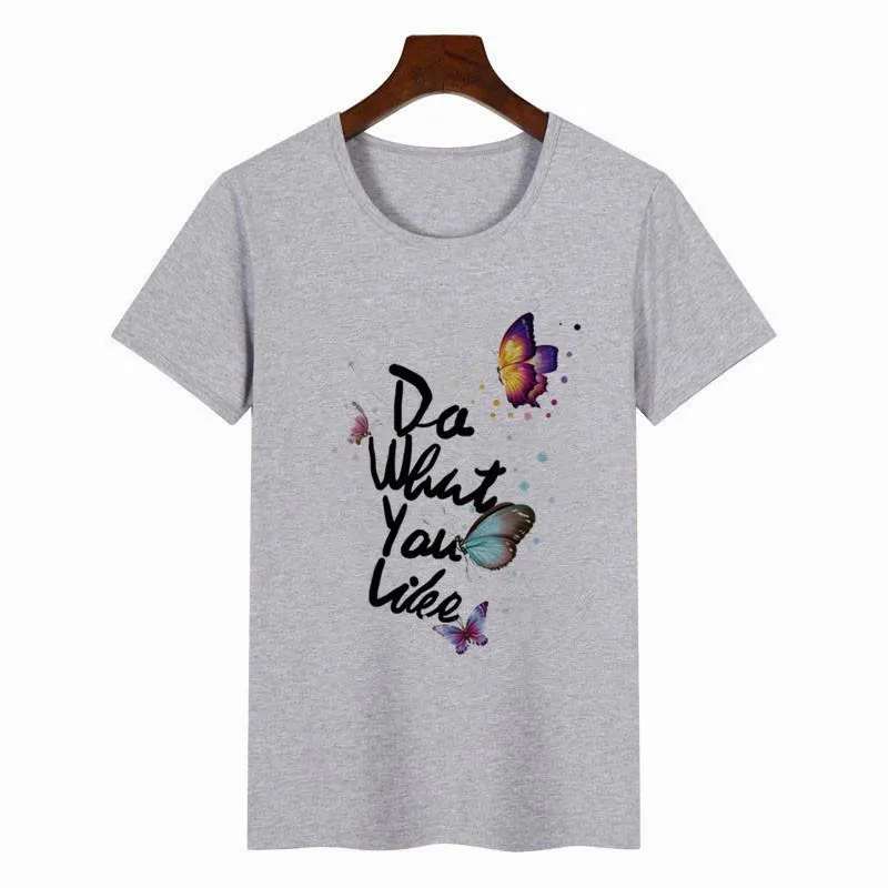 Women's Colorful Butterfly Print Short Sleeve T-shirt