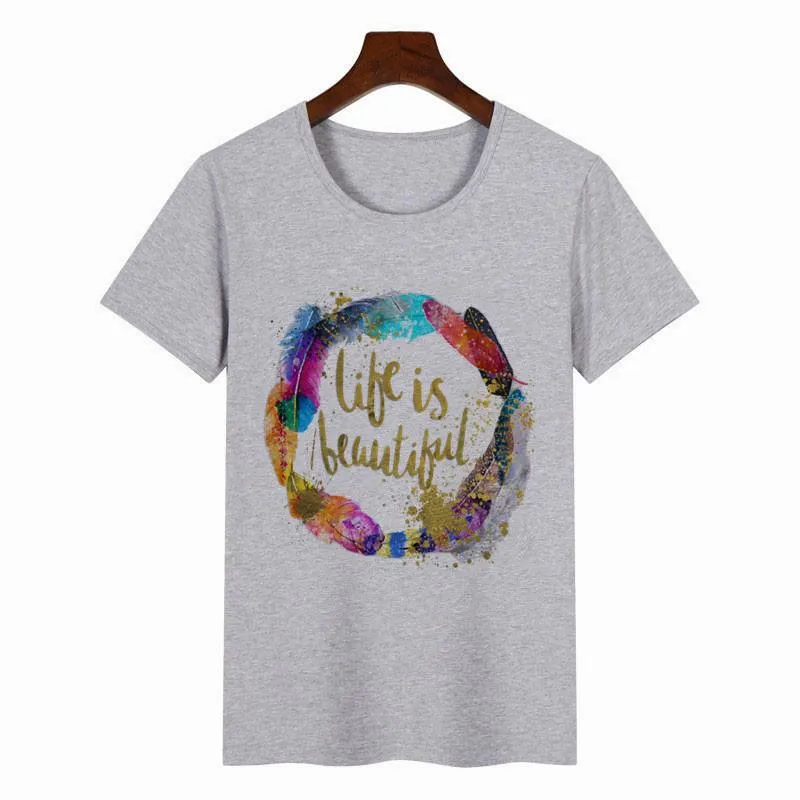 Women's Colorful Butterfly Print Short Sleeve T-shirt