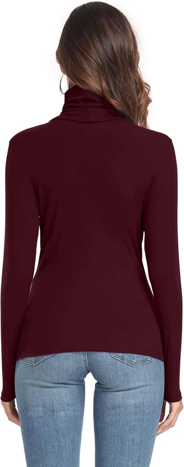 Women's Long Sleeve Casual Lightweight Turtleneck Top Slim Fit Thermal Active Layer Shirts