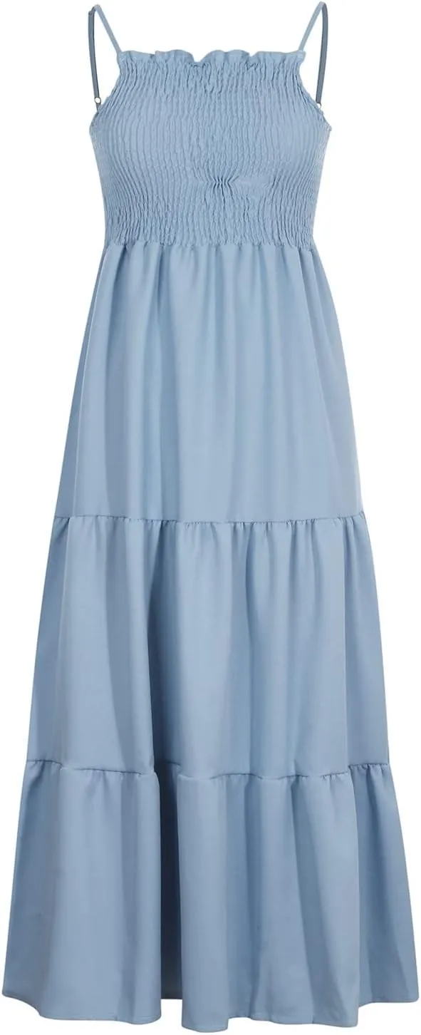Womens Sleeveless Strapless Slip Dresses Dresses Sun Dresses for Women Beach Hawaiian Pleated Maxi Long Dresses