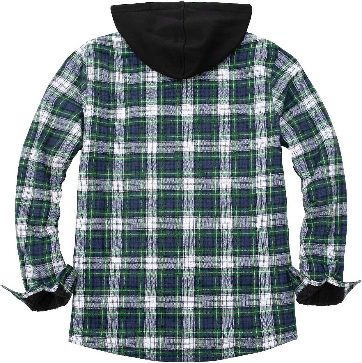 ZENTHACE Men's Sherpa Lined Full Zip Hooded Plaid Shirt Jacket