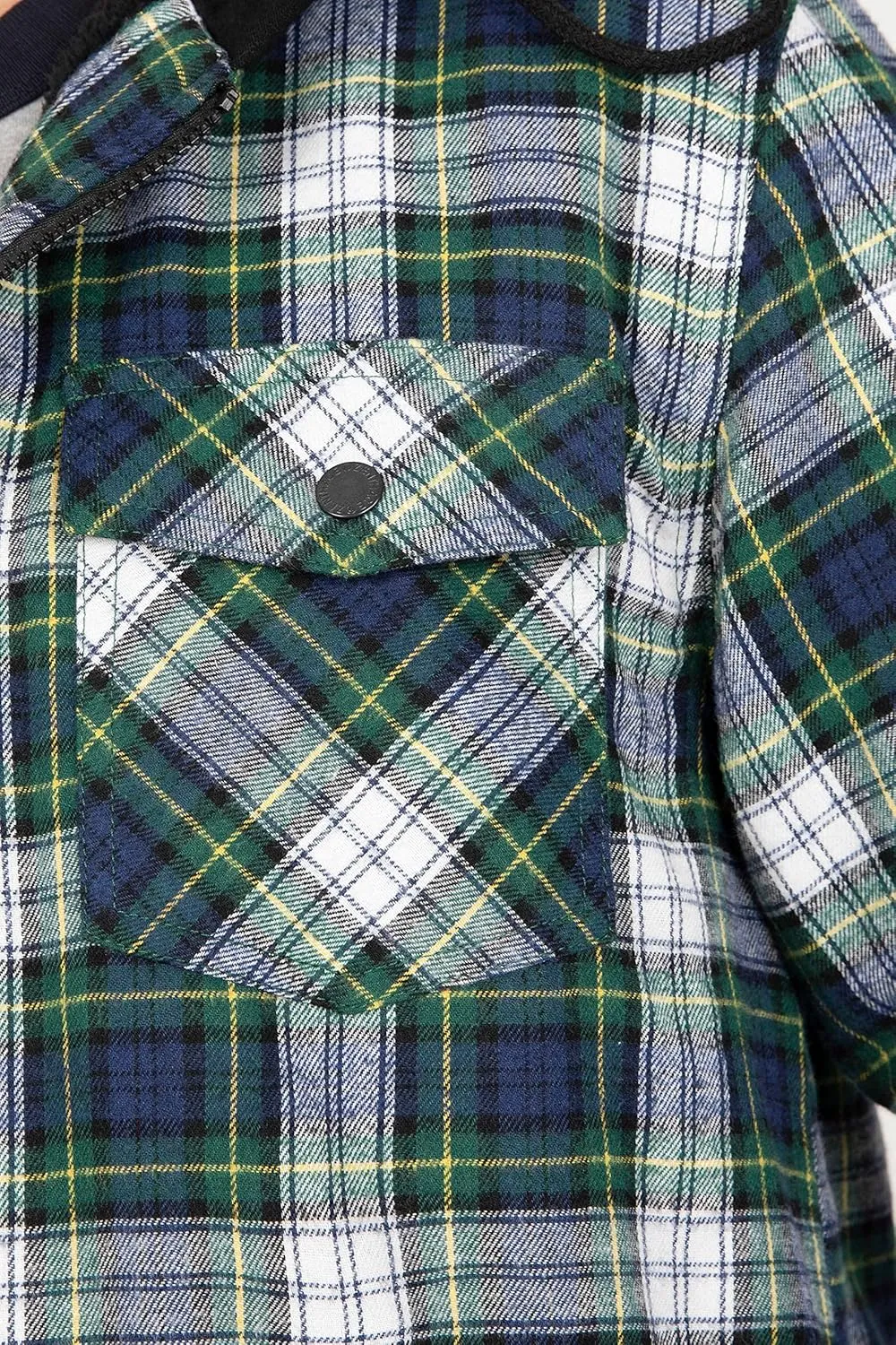 ZENTHACE Men's Sherpa Lined Full Zip Hooded Plaid Shirt Jacket
