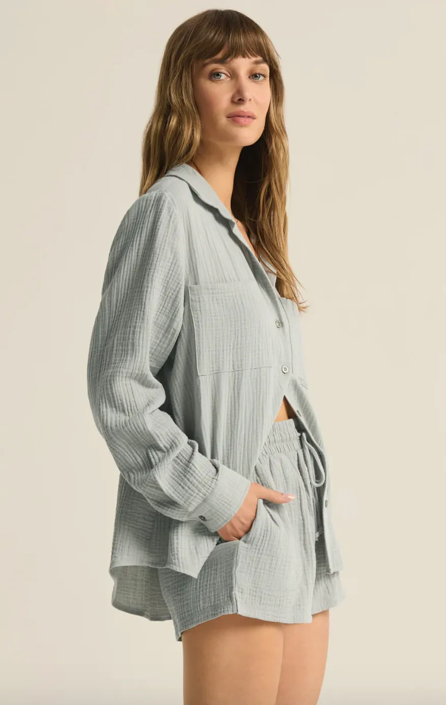 Zsup Kaili Button Up Gauze Top-JADE