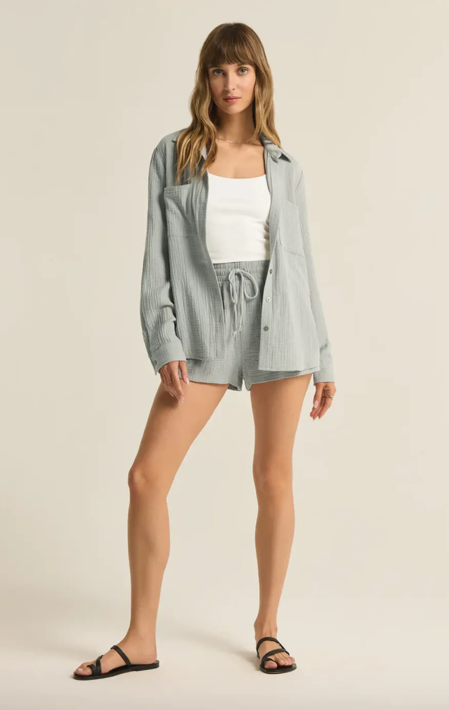 Zsup Kaili Button Up Gauze Top-JADE