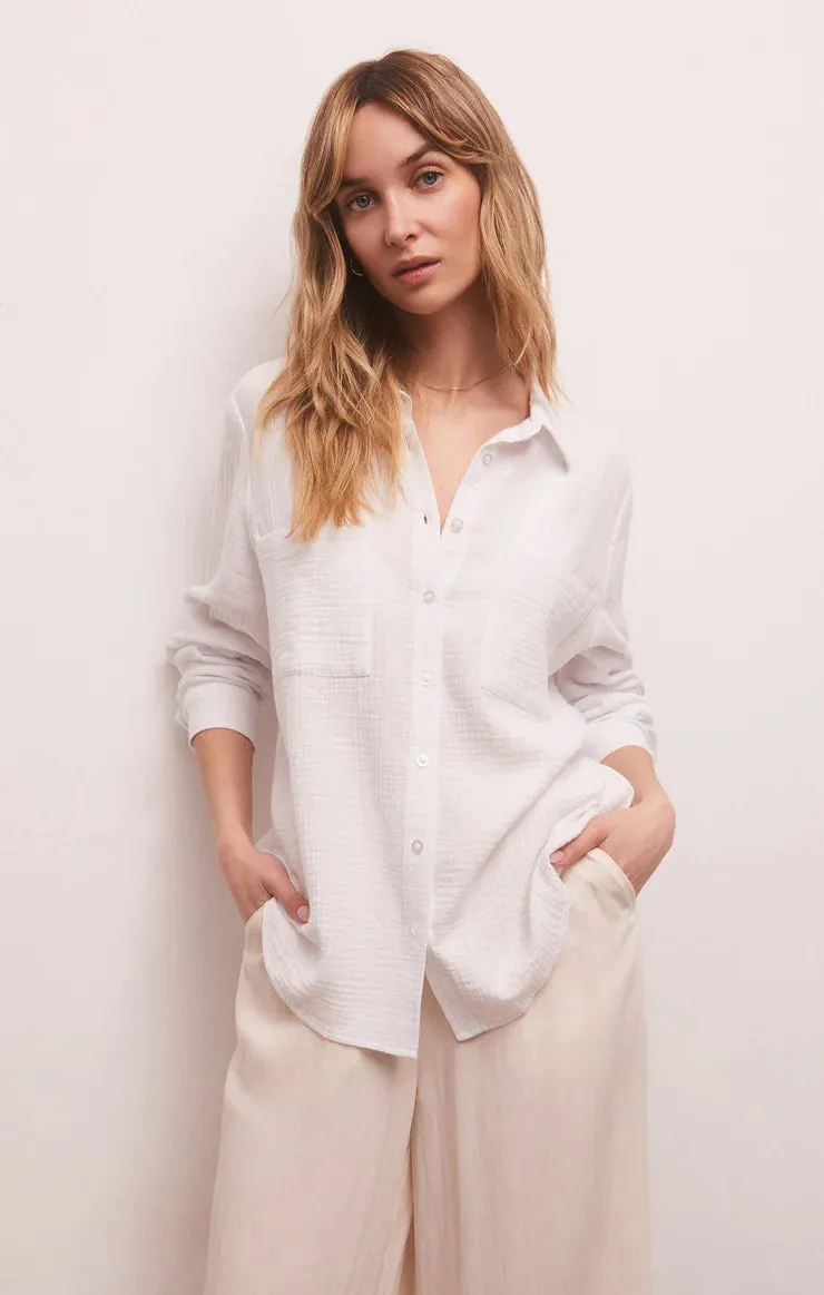 Zsup Kaili Button Up Gauze Top-JADE