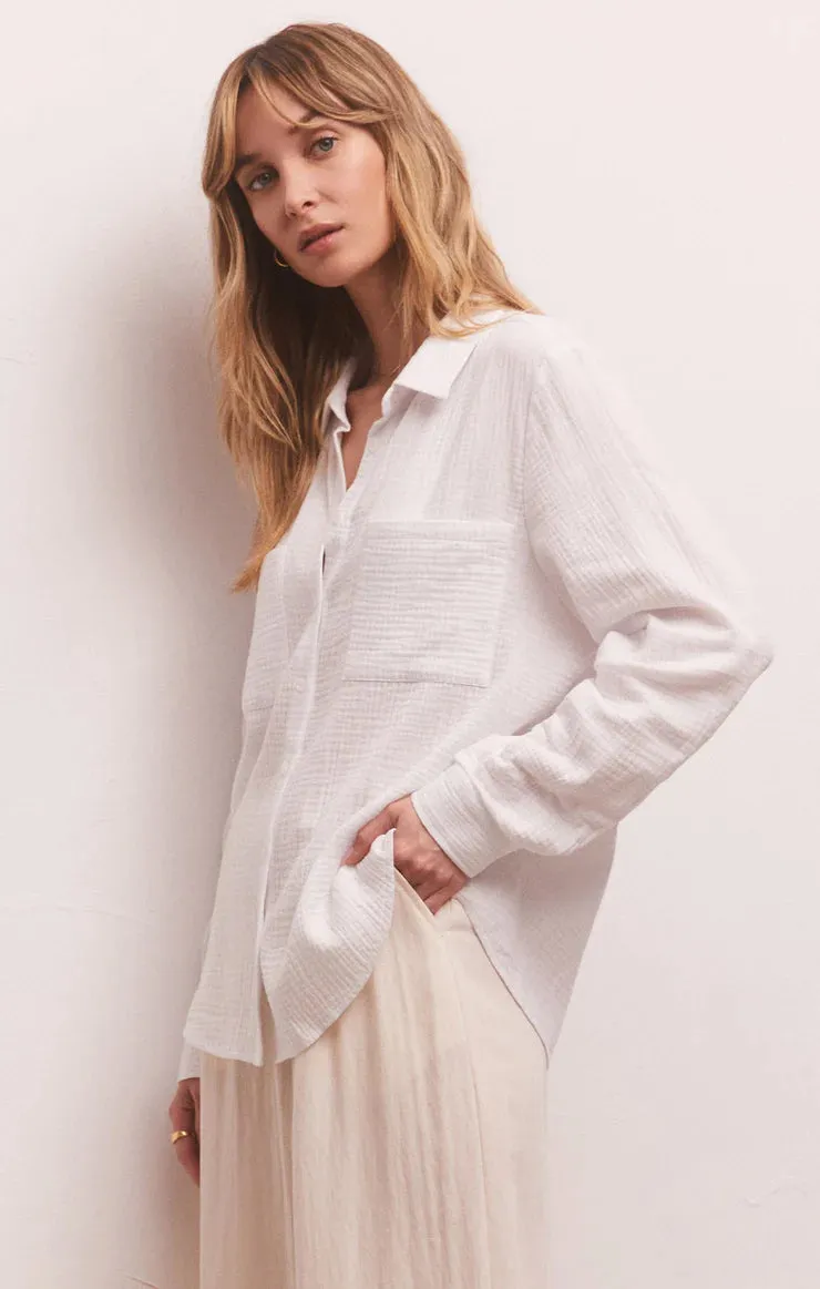 Zsup Kaili Button Up Gauze Top-JADE