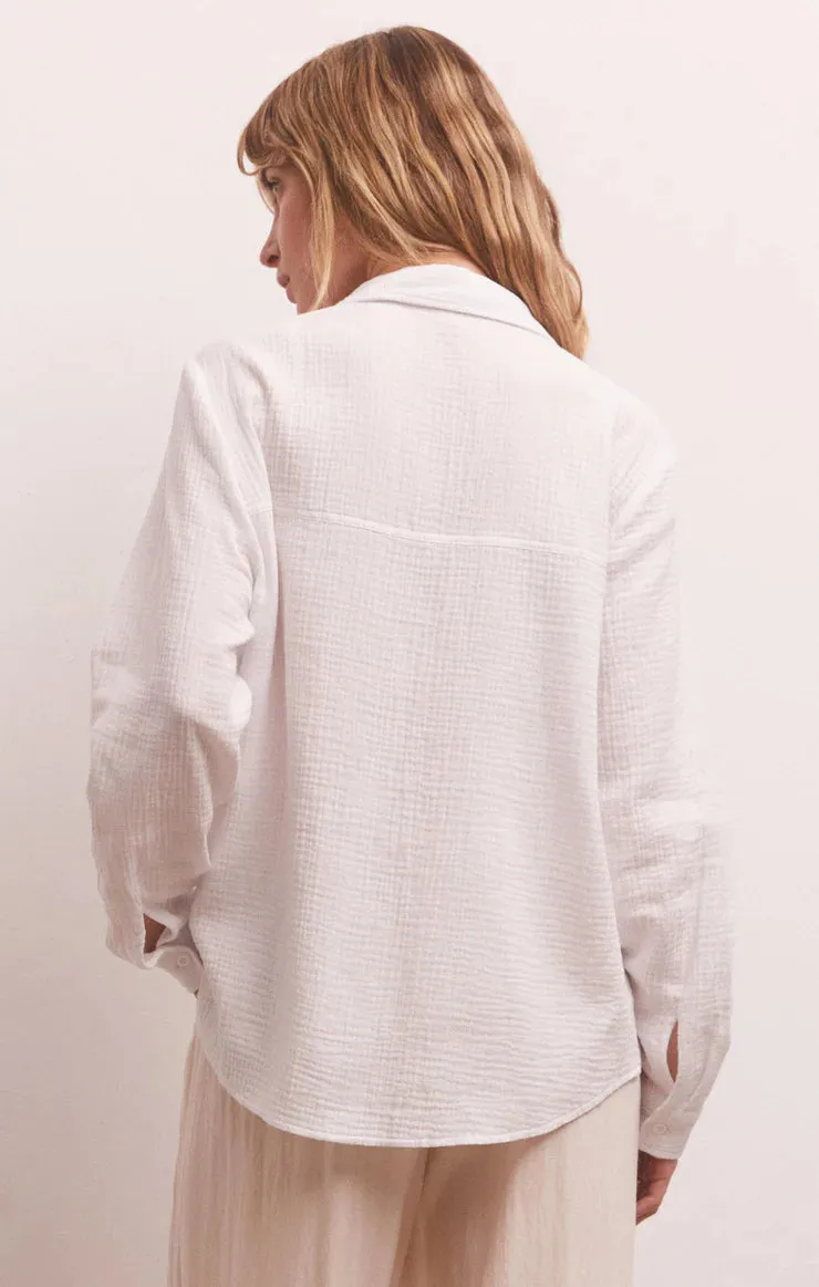 Zsup Kaili Button Up Gauze Top-JADE